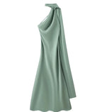 Satin Ribbon Halter Long Dresses Women's Backless Casual Maxi Dress Evening Wedding Guest White Blue Green Summer Graduation New