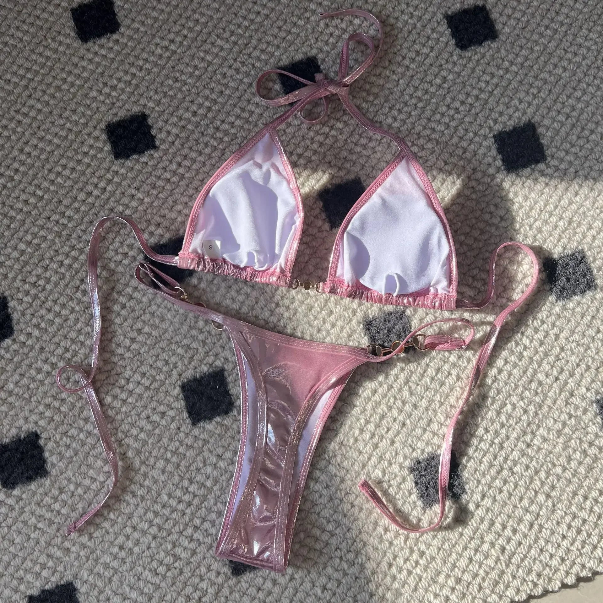 Sexy Shiny Pearl Bikini Swimsuit Hot Sale Of The Season New Crossbody Swimwear Elegant Luminous Design Attractive Female Underwe