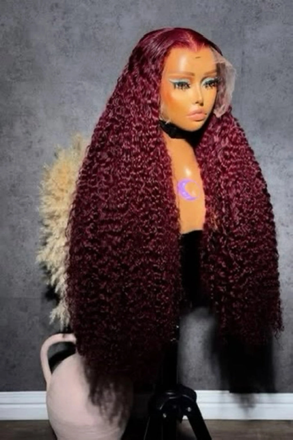 Red Burgundy 99J Color Deep Wave 13X4X1 HD Full Lace Front Wigs Preplucked With Baby Hair Wedding Cosplay Heat Resistant Fiber