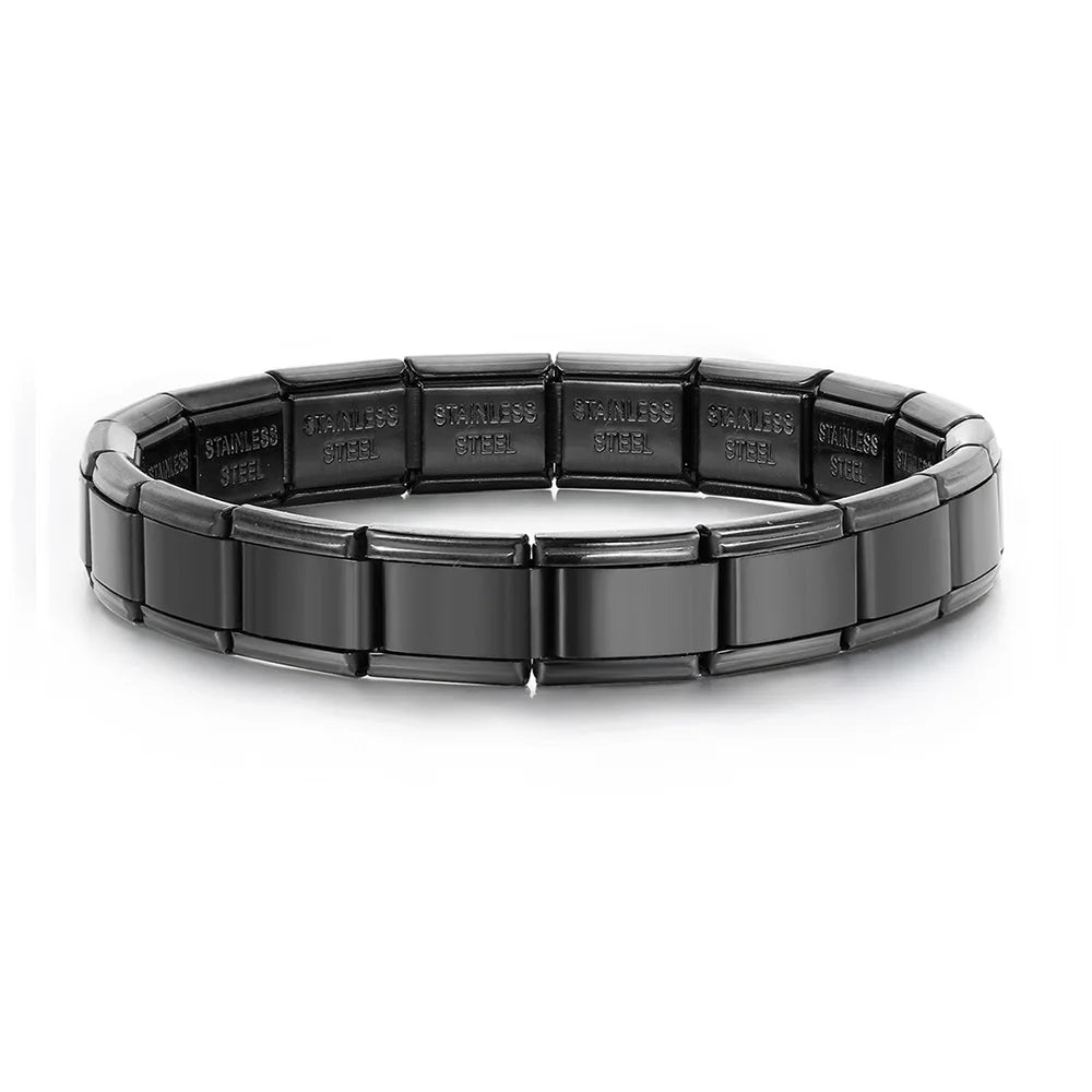 GEMOSA 9mm Width Italian Charm Bracelet Fashion Stainless Steel Bangle Elastic Link Chain High Quality Factory DIY