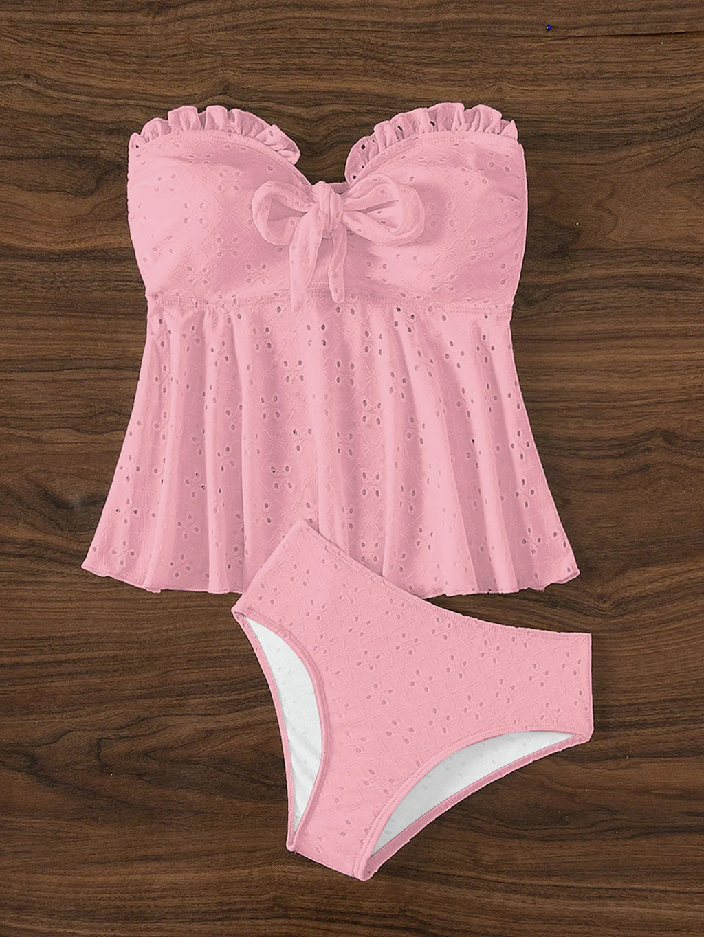 Bow Tie Patchwork Bikinis Set Off The Shoulder Female Swimsuit Hollow Out Women Swimwear Solid High Waist Bathing Suit Biquini