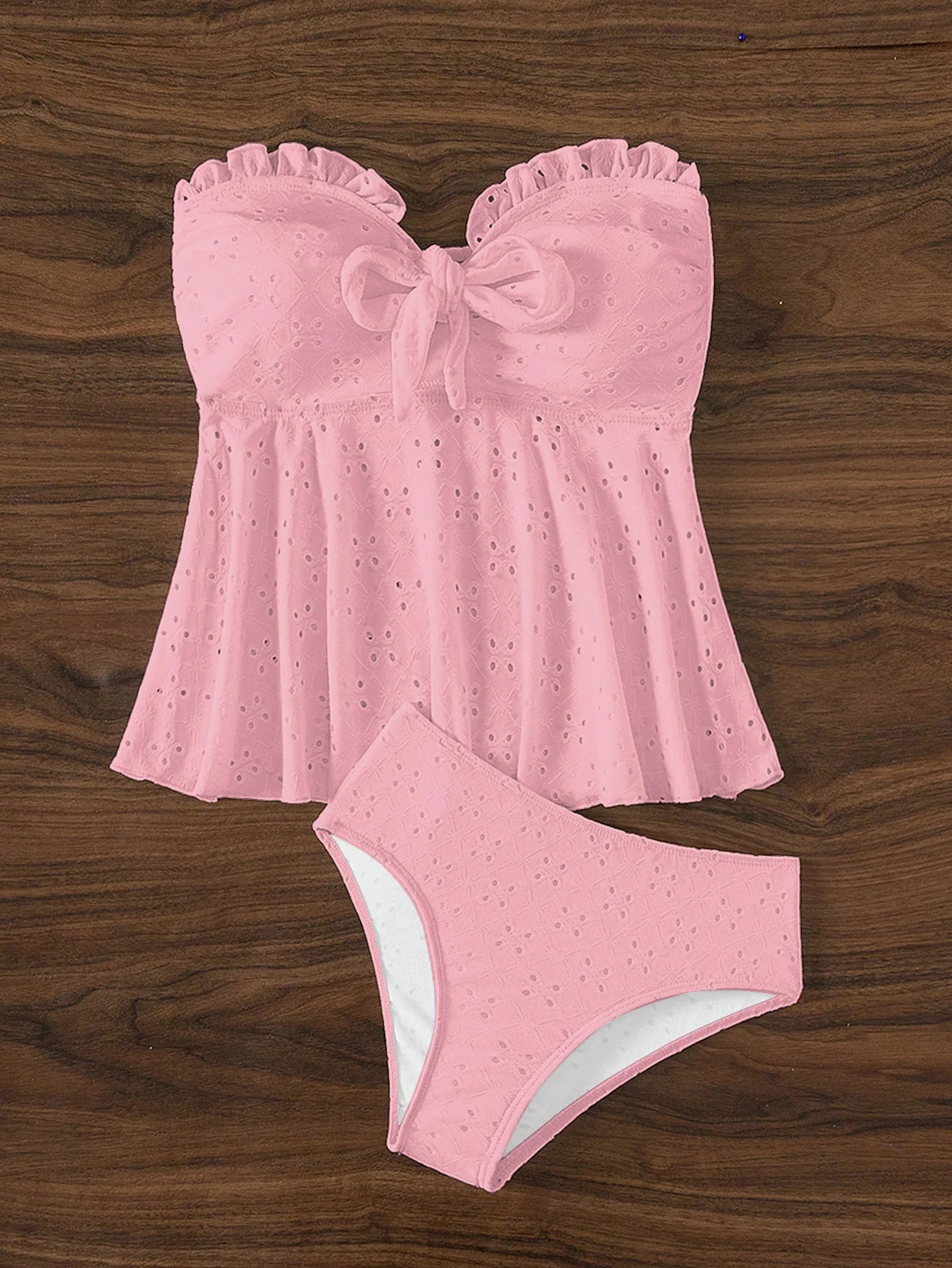 Bow Tie Patchwork Bikinis Set Off The Shoulder Female Swimsuit Hollow Out Women Swimwear Solid High Waist Bathing Suit Biquini